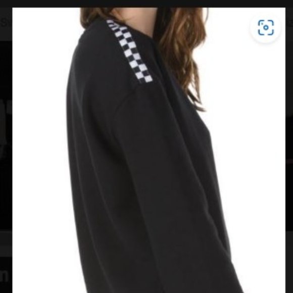 Vans Fleece Sweatshirt Dress Checkerboard Sleeve NWT - Picture 1 of 4